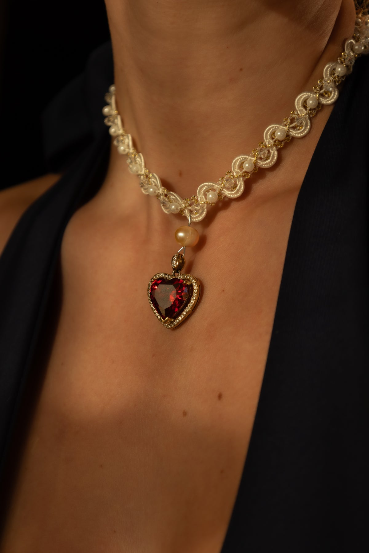 The Scarlet Confession | Ruby-Red Heart Choker