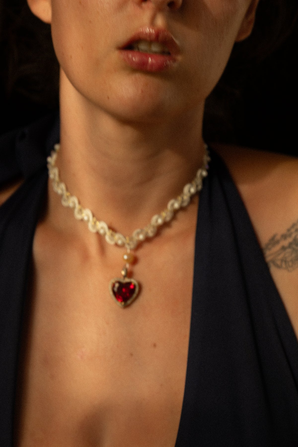 The Scarlet Confession | Ruby-Red Heart Choker