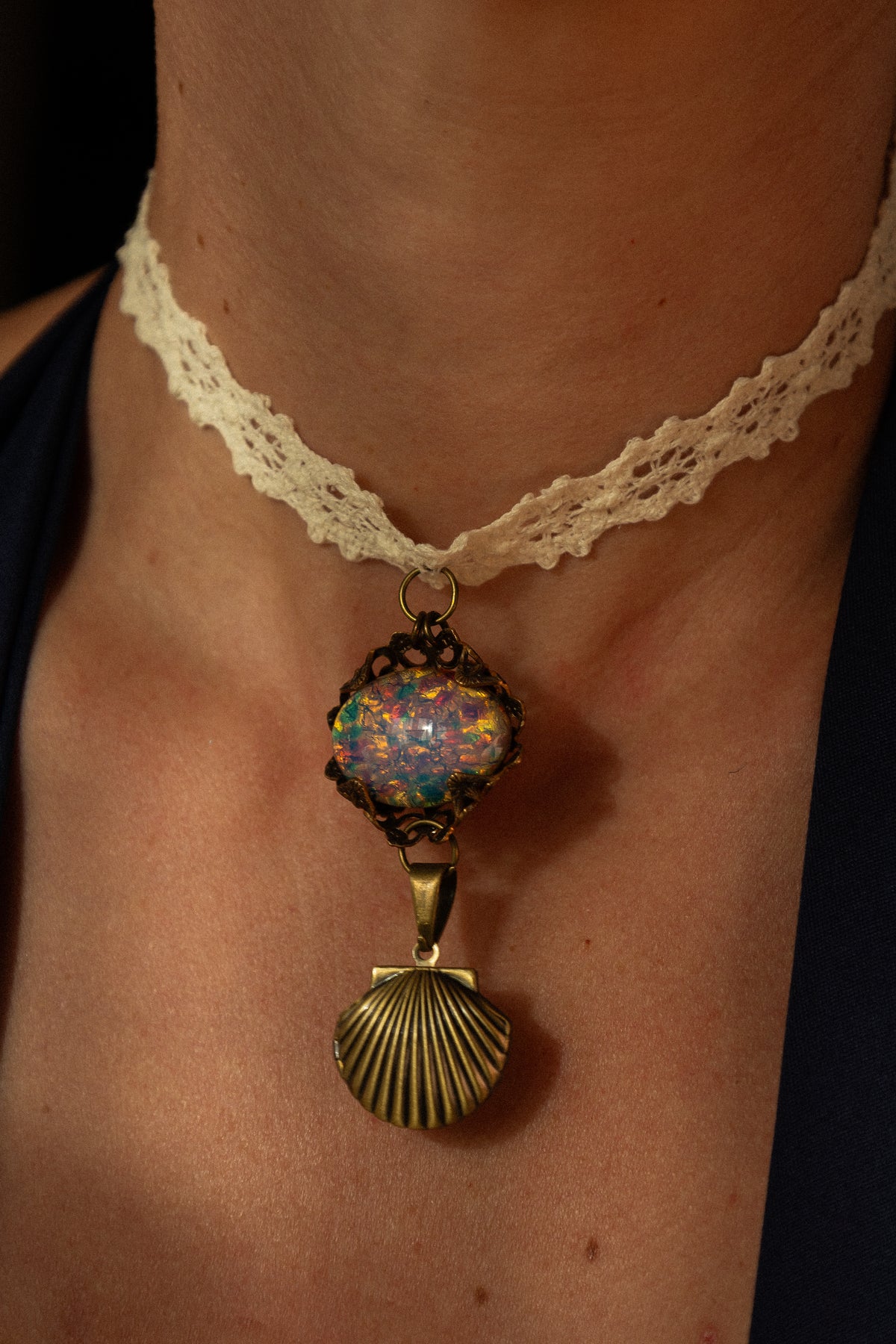The Drowned Heiress | Vintage Czech Fire Opal Glass Perfume Reliquary